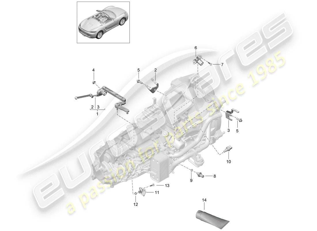 porsche 2018 (718 boxster) schaltgetriebe ersatzteildiagramm