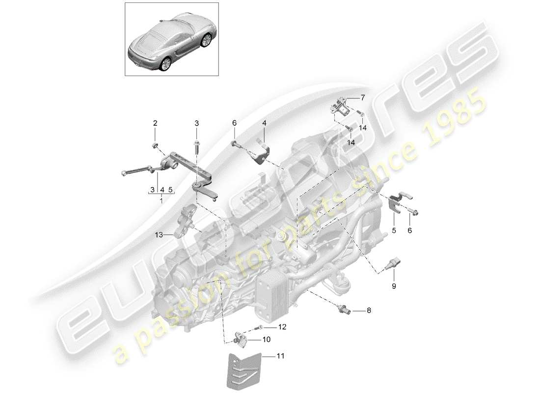 porsche 2016 (981 cayman) schaltgetriebe ersatzteildiagramm