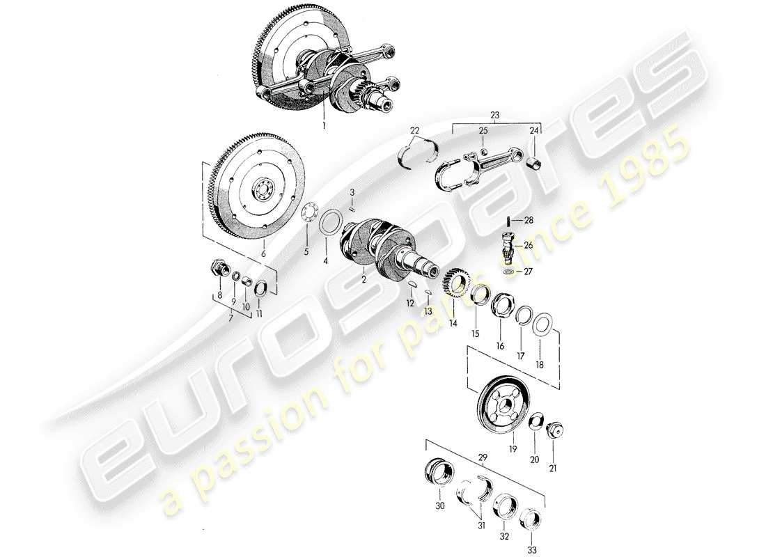 porsche 1957 (356/356a) kurbelwelle - m 22 001 >> - m 50 101 >> - m 33 901 >> - m 41 001 >> - m 60 001 >> - m 80 001 >> ersatzteildiagramm