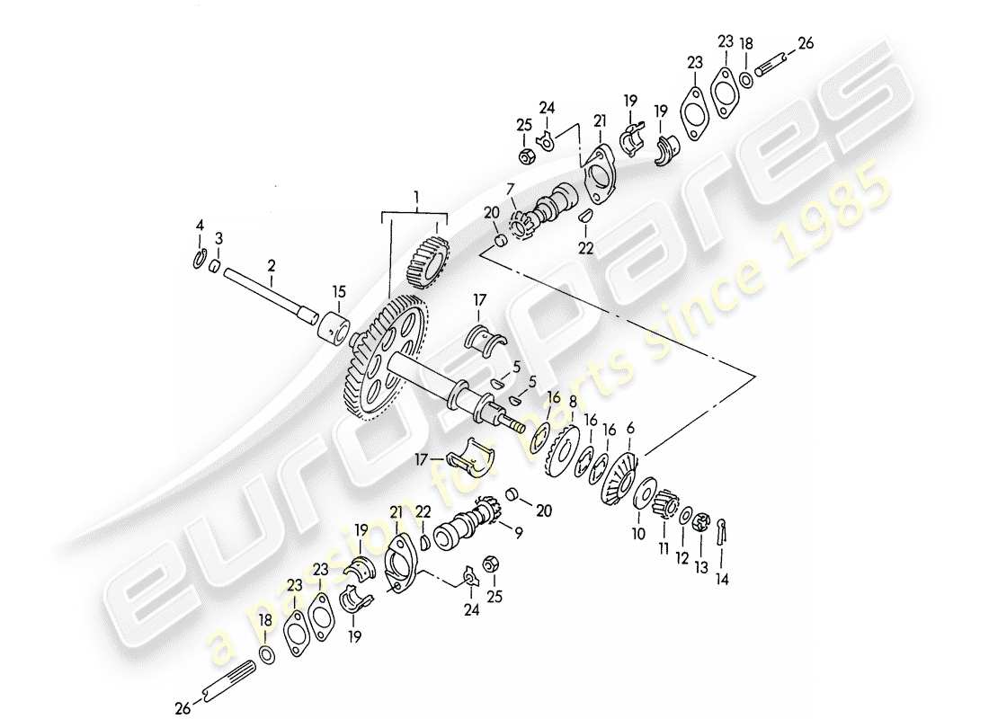 porsche 1954 (356/356a) antriebsmechanismus - für - ventilsteuerung - m 90 501 >> 91 000 ersatzteildiagramm