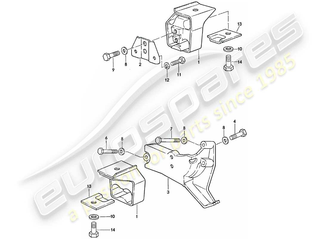 porsche 1983 (924) getriebeaufhängung - automatik-getriebe teilediagramm