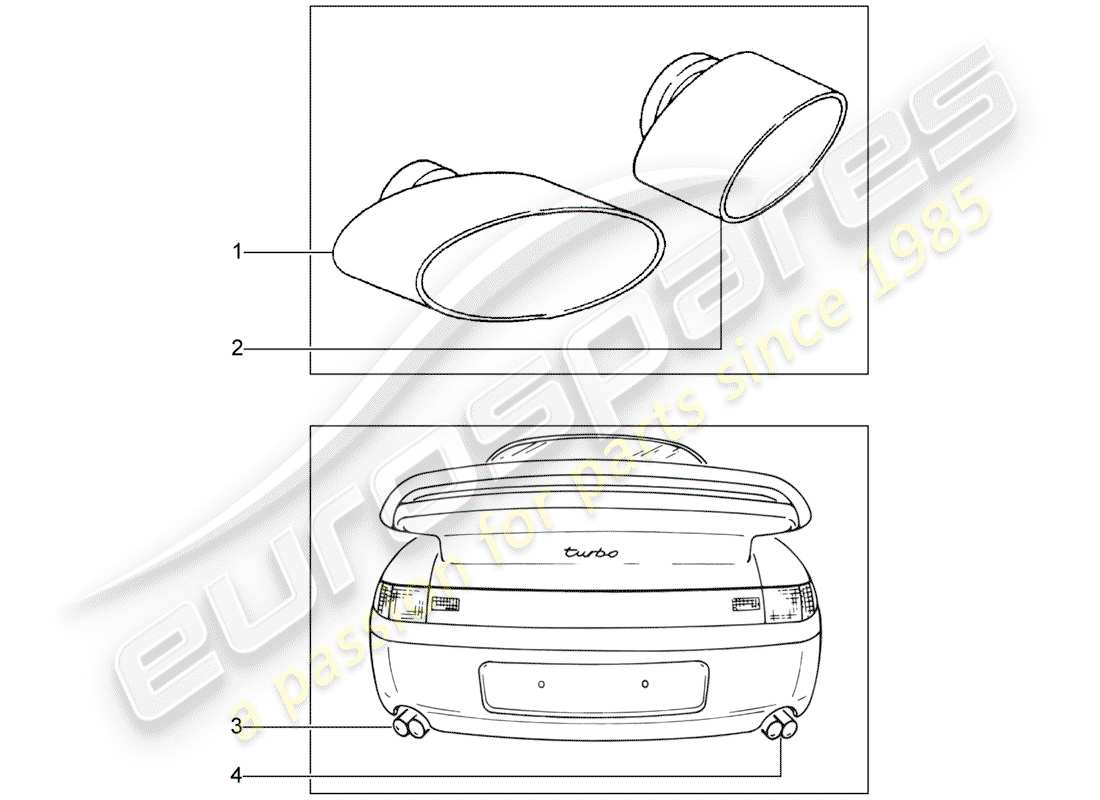 porsche 1981 (accessories) auspuffrohr - sport - d - mj 1995>> - mj 1998 ersatzteildiagramm