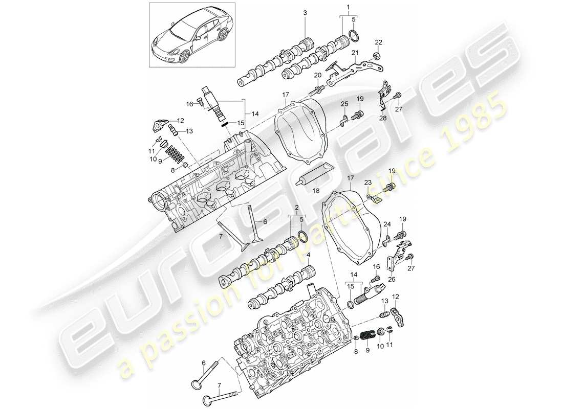 porsche 2014 (panamera 970) nockenwelle, ventile ersatzteildiagramm