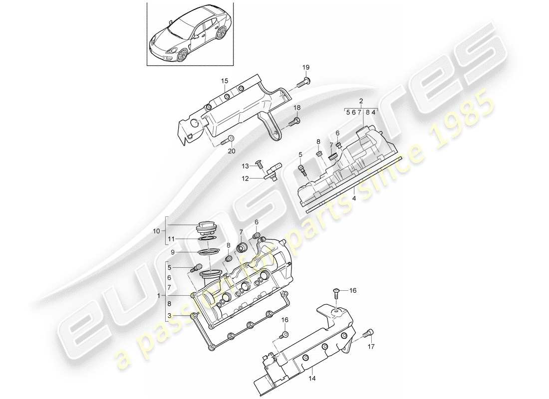 porsche 2014 (panamera 970) ventildeckel ersatzteildiagramm