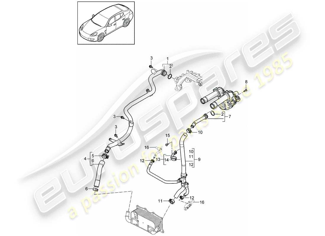 porsche 2014 (panamera 970) wasserkühlung 2 ersatzteildiagramm