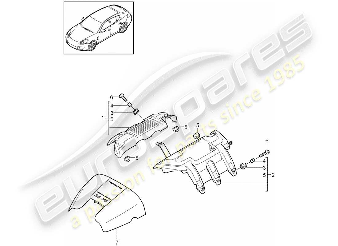 porsche 2013 (panamera 970) motorabdeckung ersatzteildiagramm