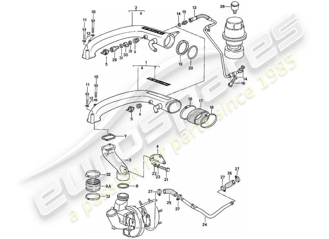 porsche 1981 (924) turbolader teilediagramm