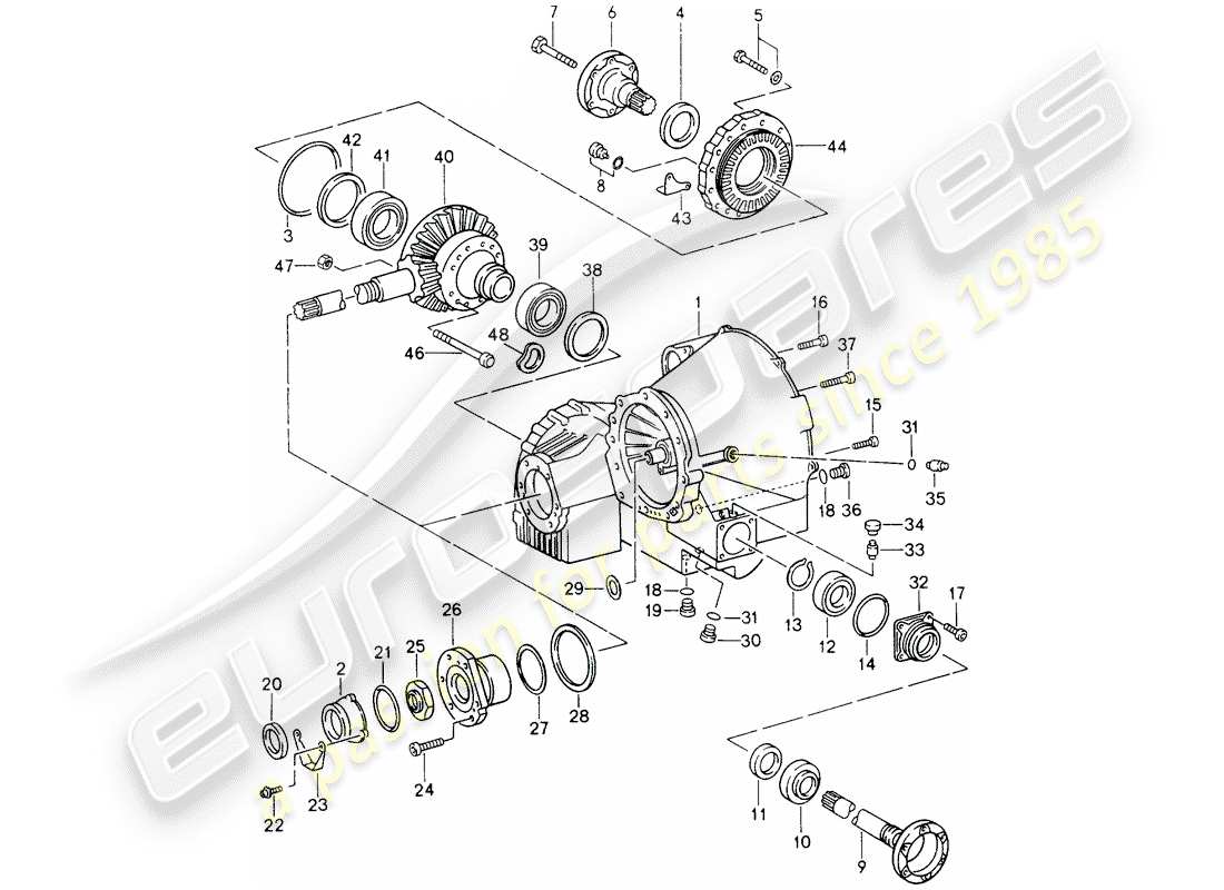porsche 1990 (964) tiptronic - differential - differentialgehäuse ersatzteildiagramm