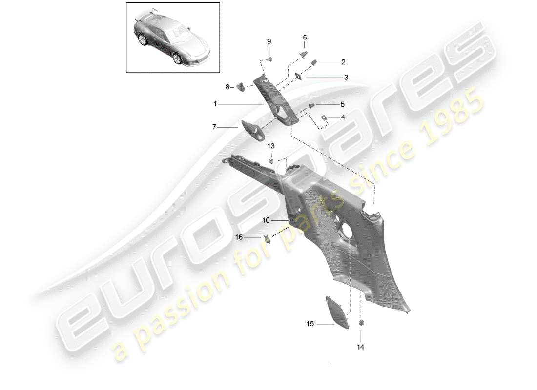 porsche 2017 (991-2 r/gt3/rs) seitenverkleidung - ersatzteildiagramm