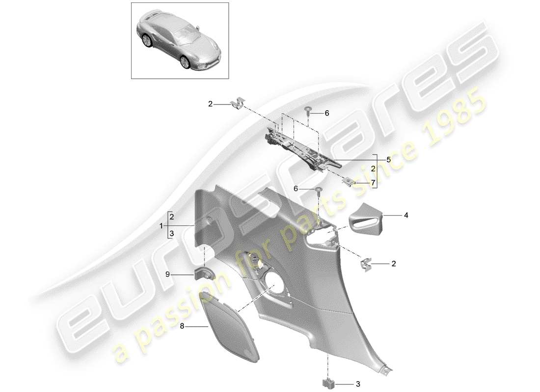 porsche 2020 (991-2 turbo) seitenverkleidung - ersatzteildiagramm