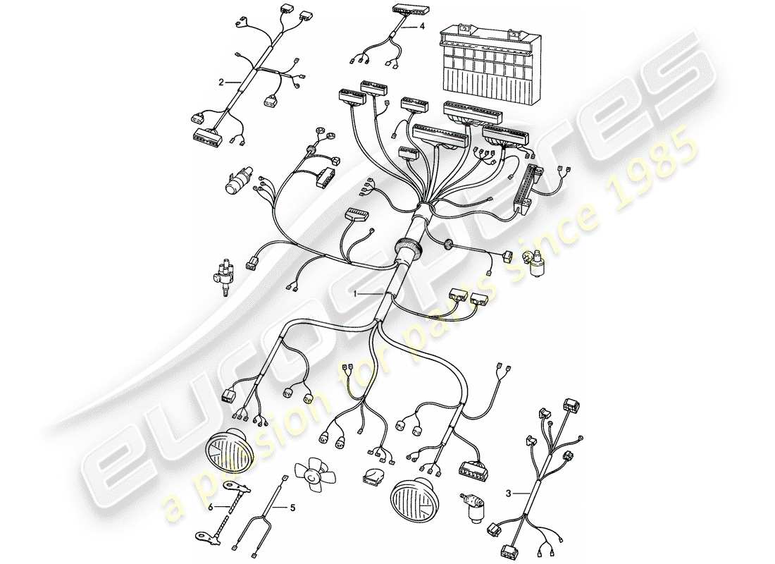 porsche 1987 (924s) kabelbäume - motorraum ersatzteildiagramm