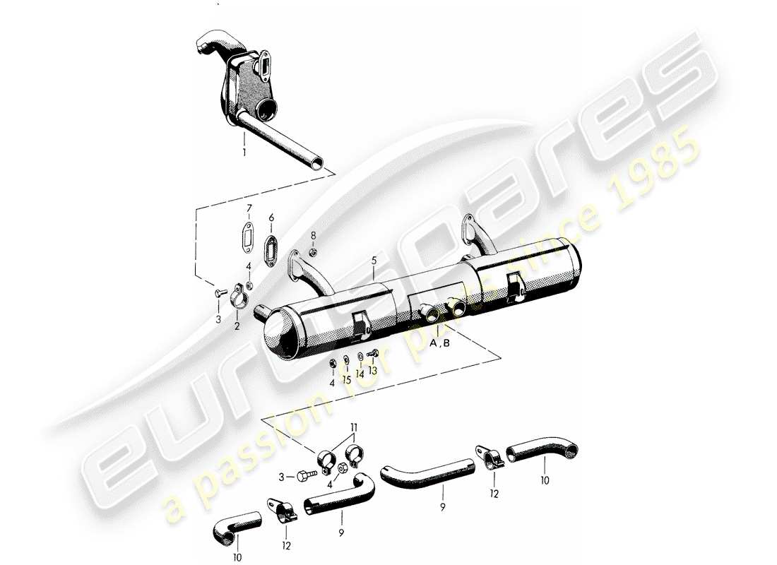 porsche 1952 (356/356a) auspuffanlage - f 101 693 >> - f 150 001 >> - f 83 792 >> teilediagramm