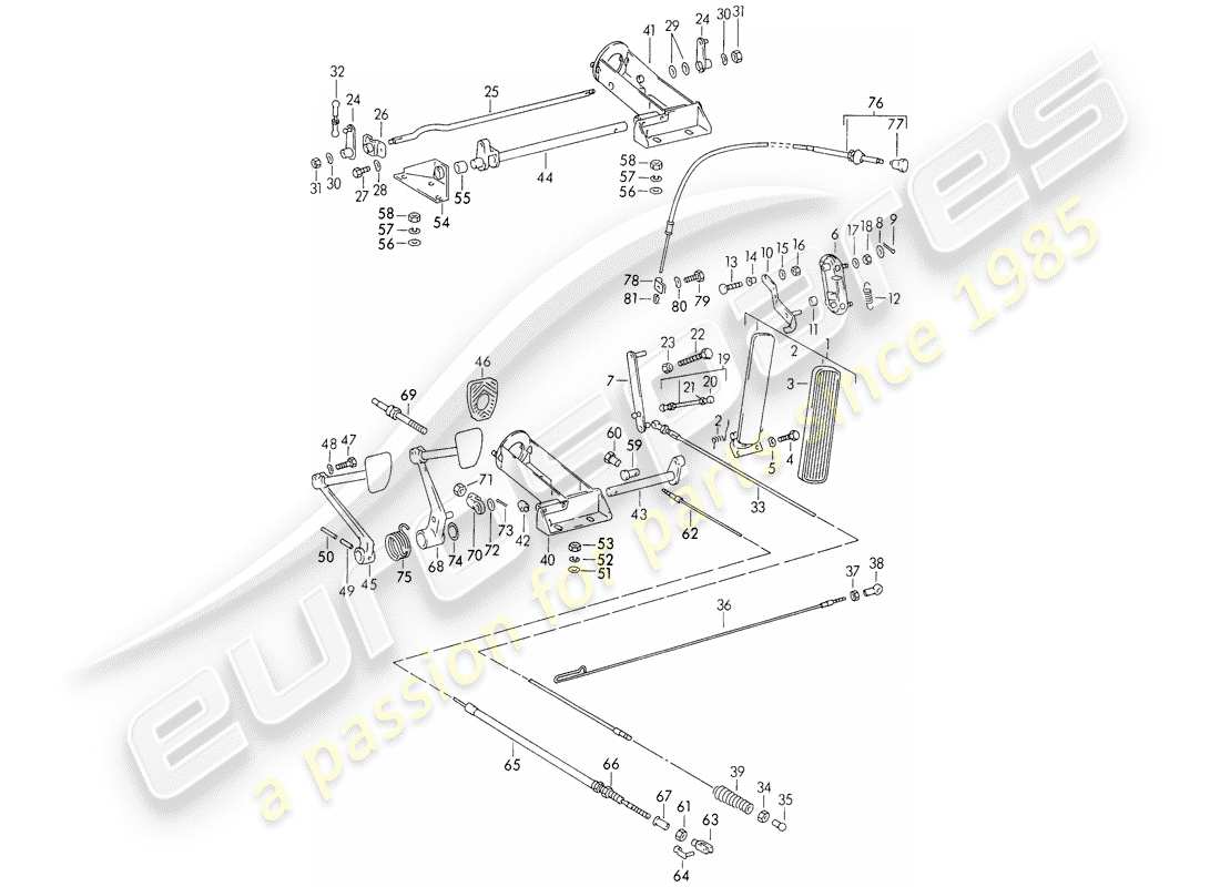 porsche 1956 (356/356a) pedale teilediagramm