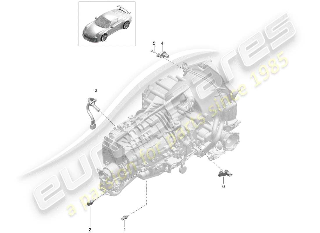 porsche 2016 (991-1 r/gt3/rs) schaltgetriebe ersatzteildiagramm