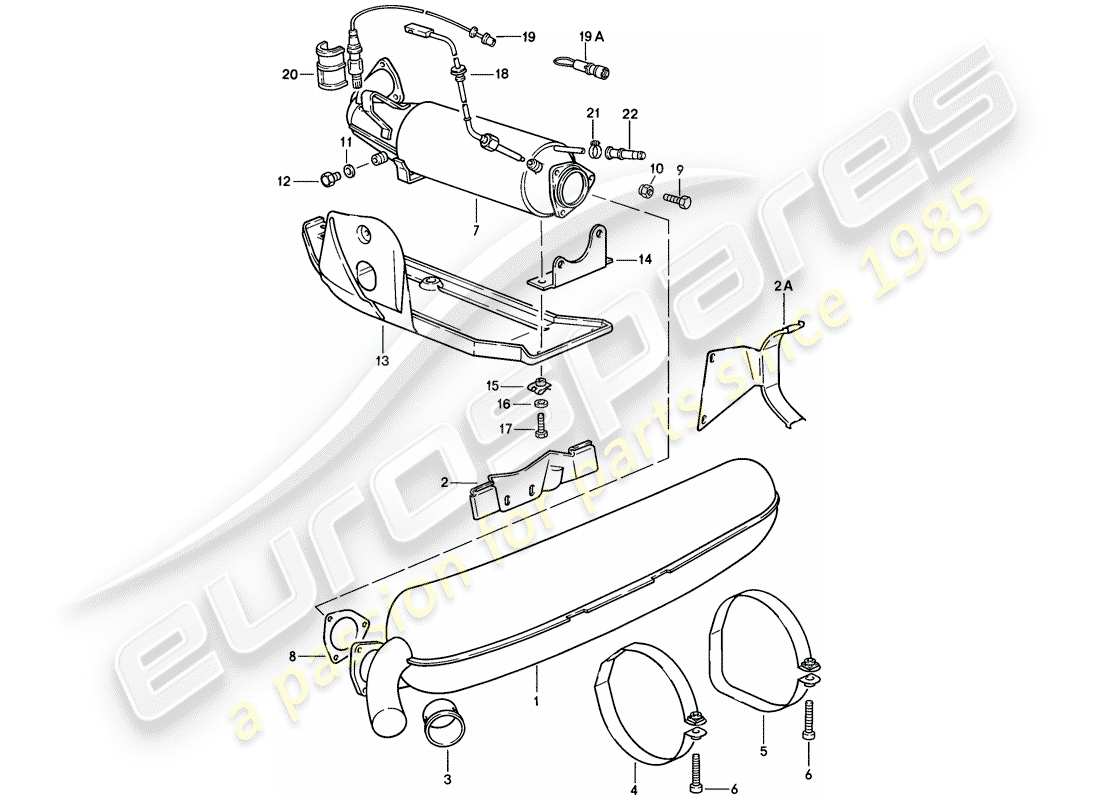 porsche 1986 (911) abgassystem teilediagramm