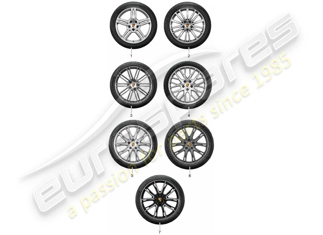 porsche 2013 (tequipment panamera) radscheibe 'alum.' mit ersatzteildiagramm
