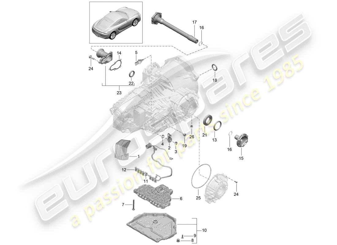 porsche 2015 (981 cayman) - pdk - teilediagramm