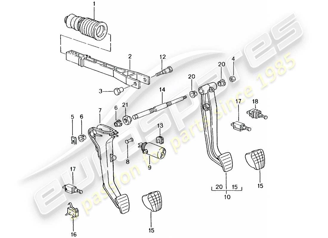 porsche 2003 (996 turbo / gt2) pedale teilediagramm