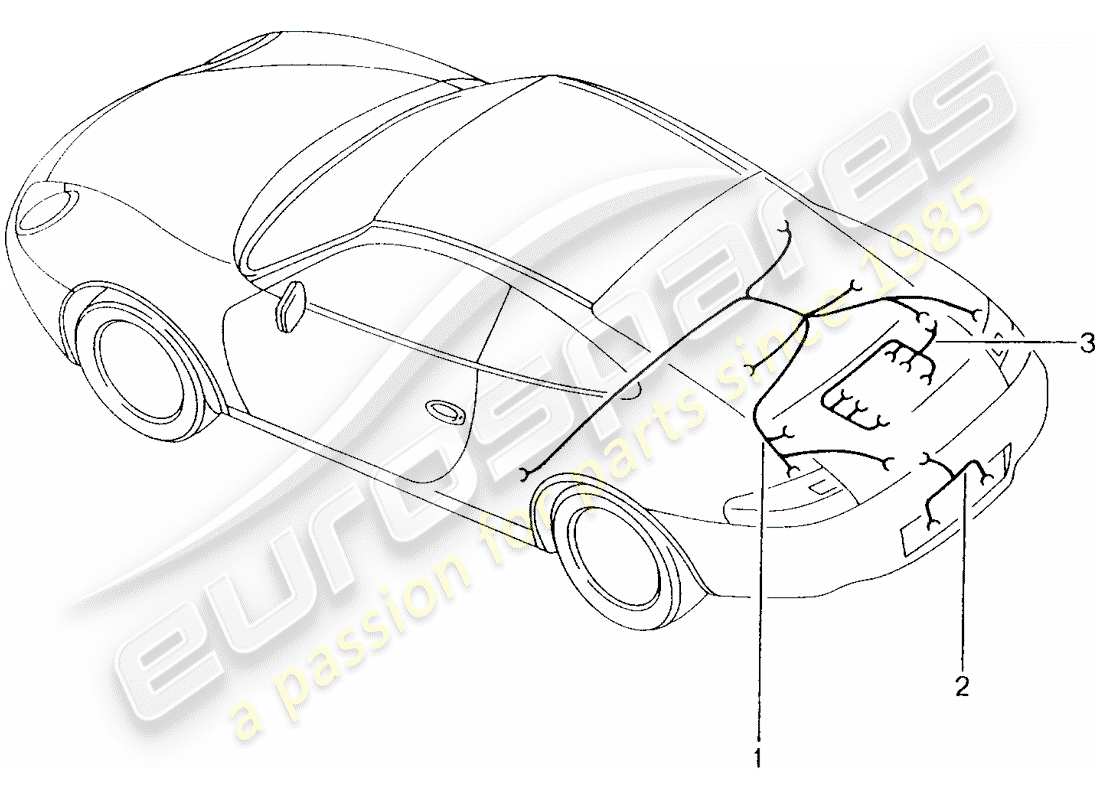 porsche 2000 (996) kabelbäume - heck - zusatzbremslicht - kennzeichenbeleuchtung - motor - getriebe - reparatursatz - anti-blockiersystem -abs- - bremsbelagverschleissanzeige - hinterachse ersatzteildiagramm