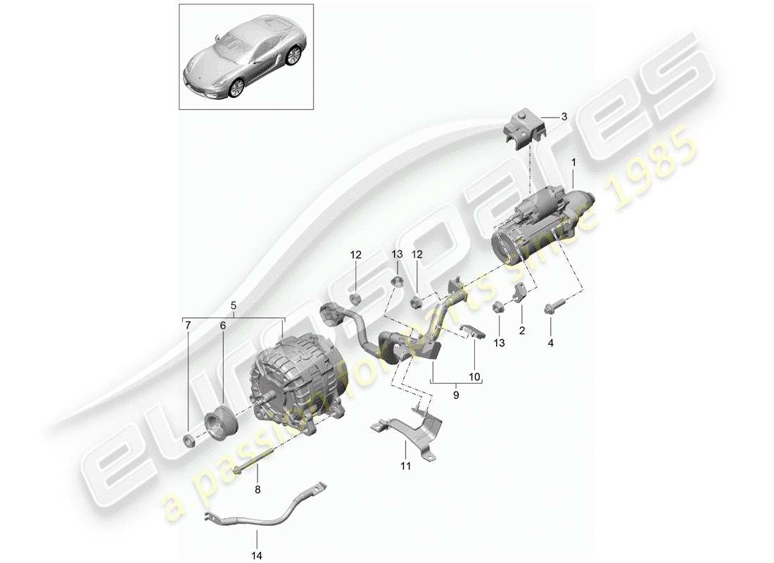 porsche 2015 (981 cayman) starter-ersatzteildiagramm