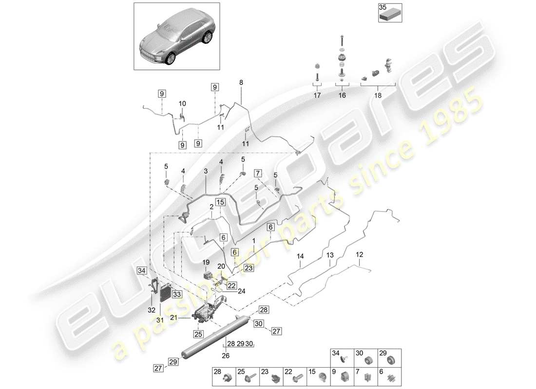 porsche 2020 (macan) selbstnivellierendes system teilediagramm