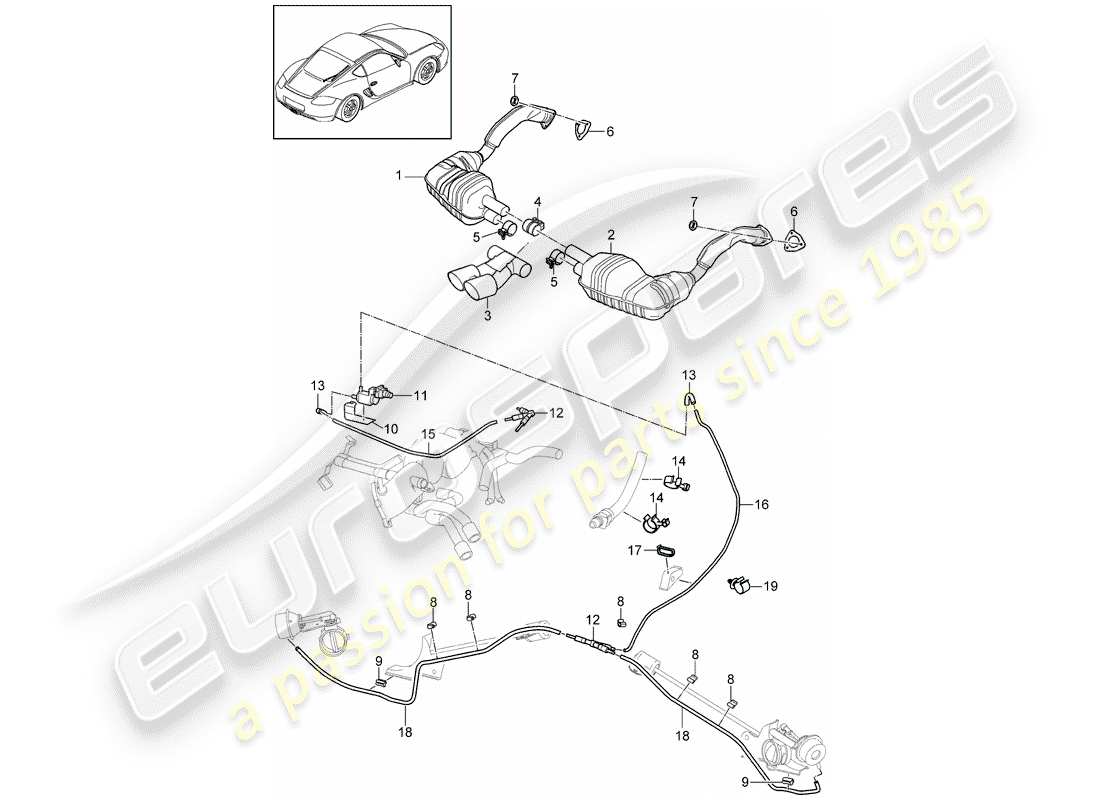 porsche 2011 (987 cayman) auspuffanlage teilediagramm