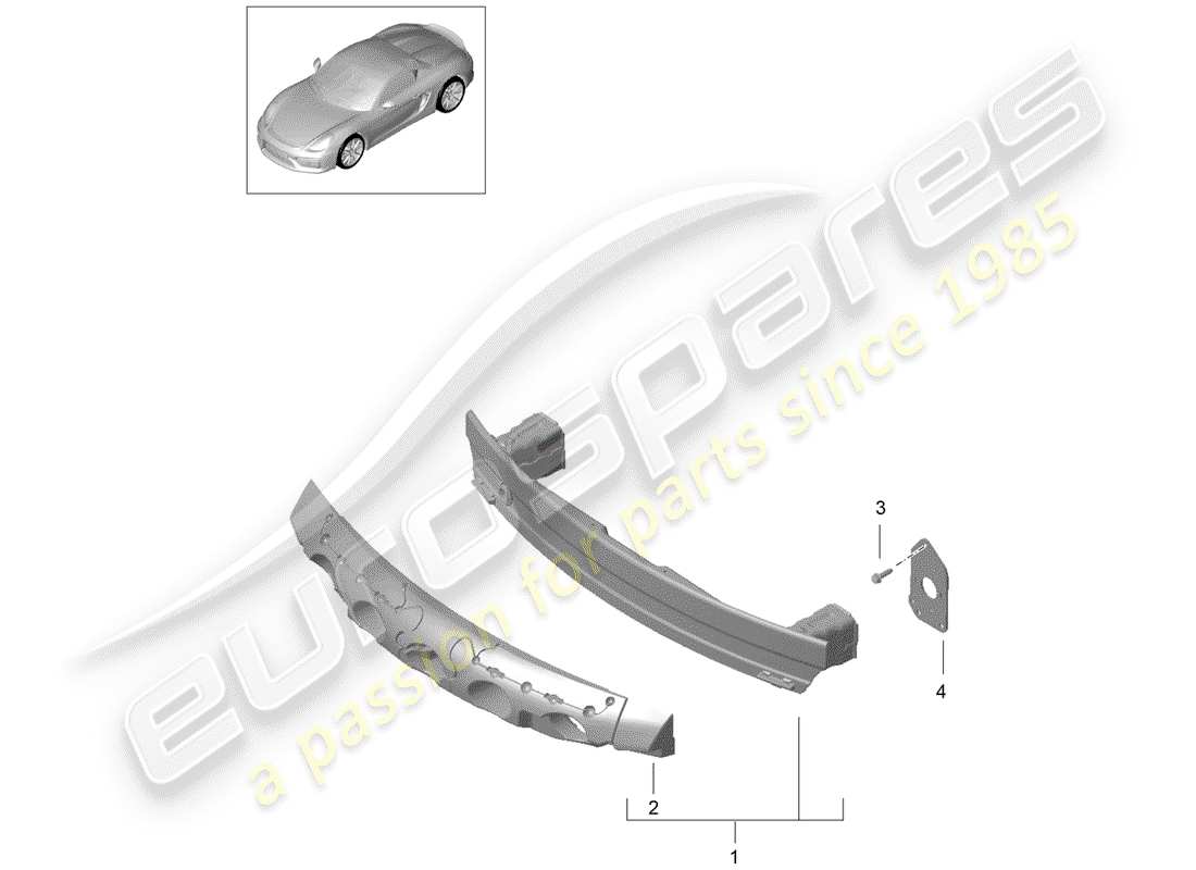 porsche 2016 (981 boxster spyder) stoßstangenhalterung - ersatzteildiagramm