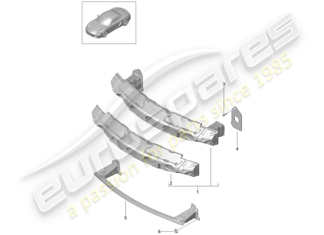 porsche 2015 (981 boxster) stoßstangenhalterung - ersatzteildiagramm