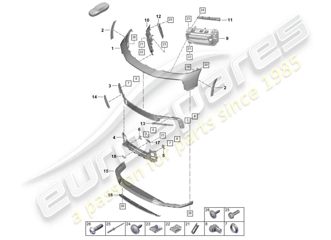 porsche 2019 (992-1) stoßstange vorne 911 dakar teilediagramm