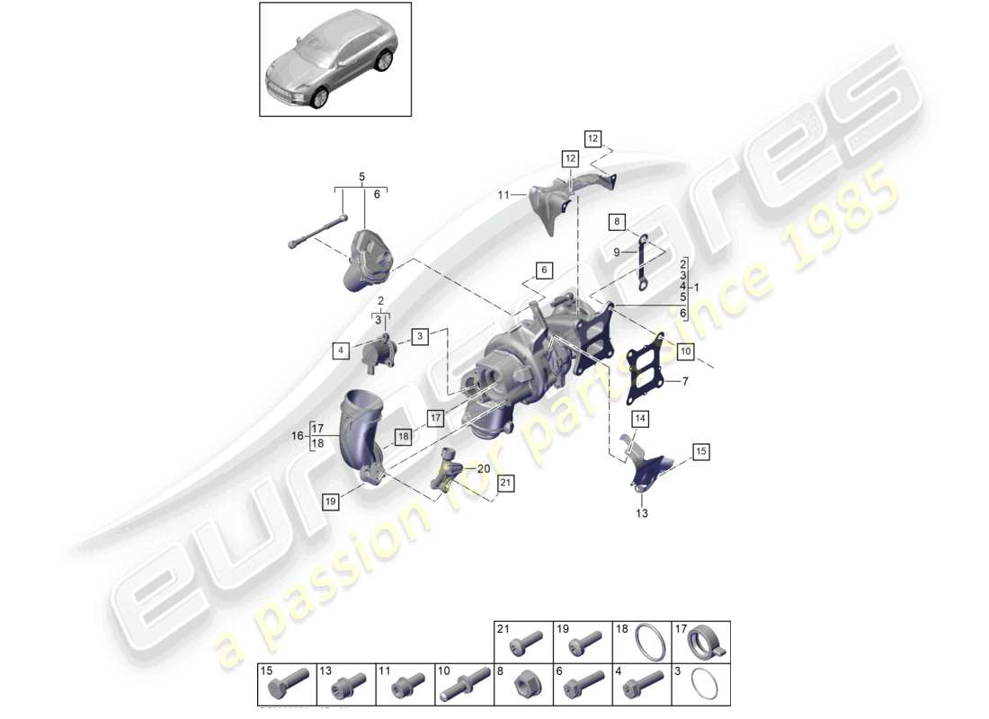 porsche 2020 (macan) abgasturbolader teilediagramm