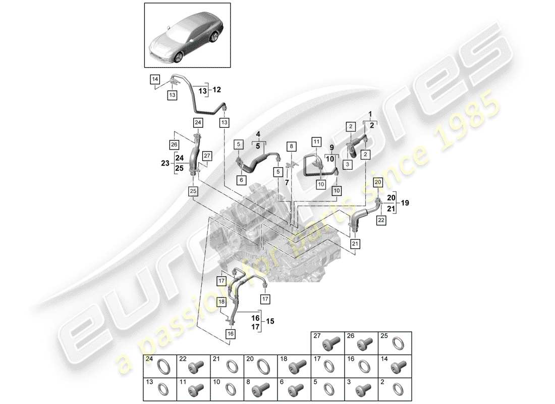 porsche 2017 (panamera 971-1) wasserkühlung für ersatzteildiagramm