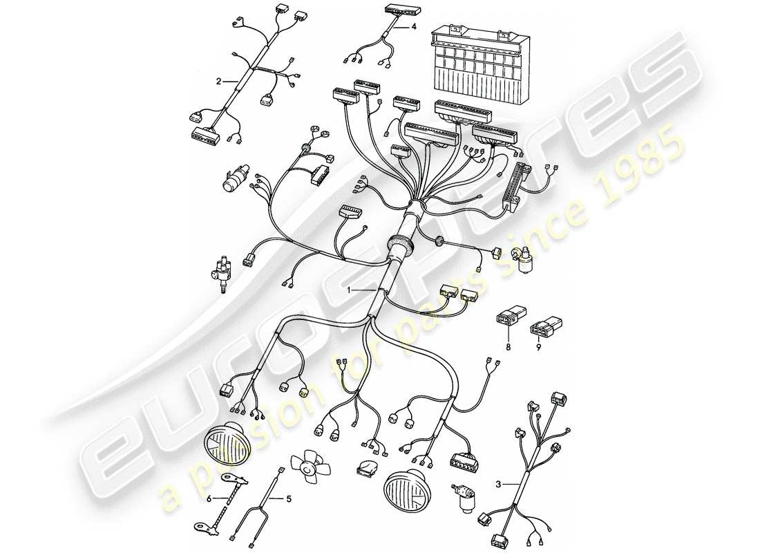 porsche 1982 (944) kabelbäume - motorraum - - dme - - scheibe ersatzteildiagramm