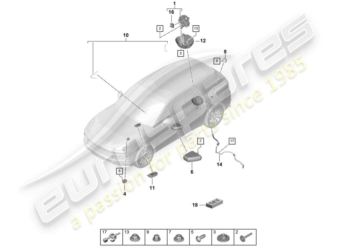 porsche 2019 (cayenne e3 9ya/9yb) kompressor teilediagramm
