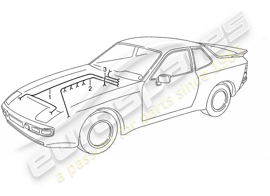 porsche 1991 (944) kabelbäume - motor - heizung - klimaanlage ersatzteildiagramm