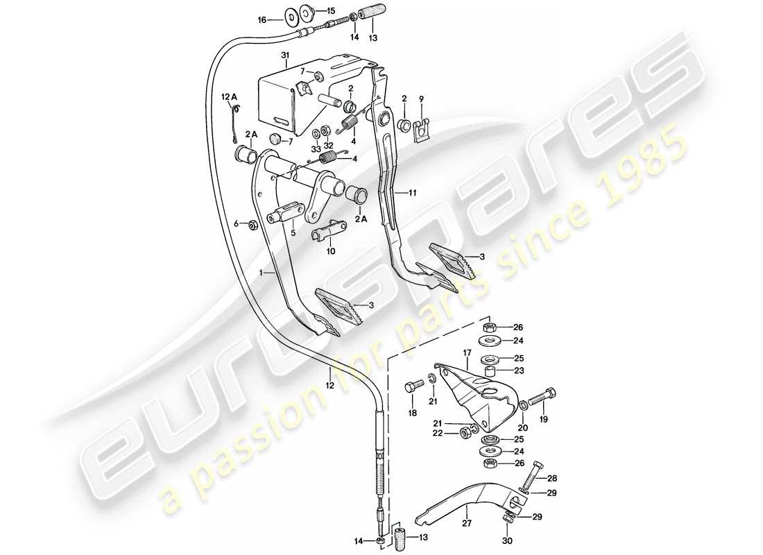porsche 1978 (924) pedale - bremse - kupplung ersatzteildiagramm