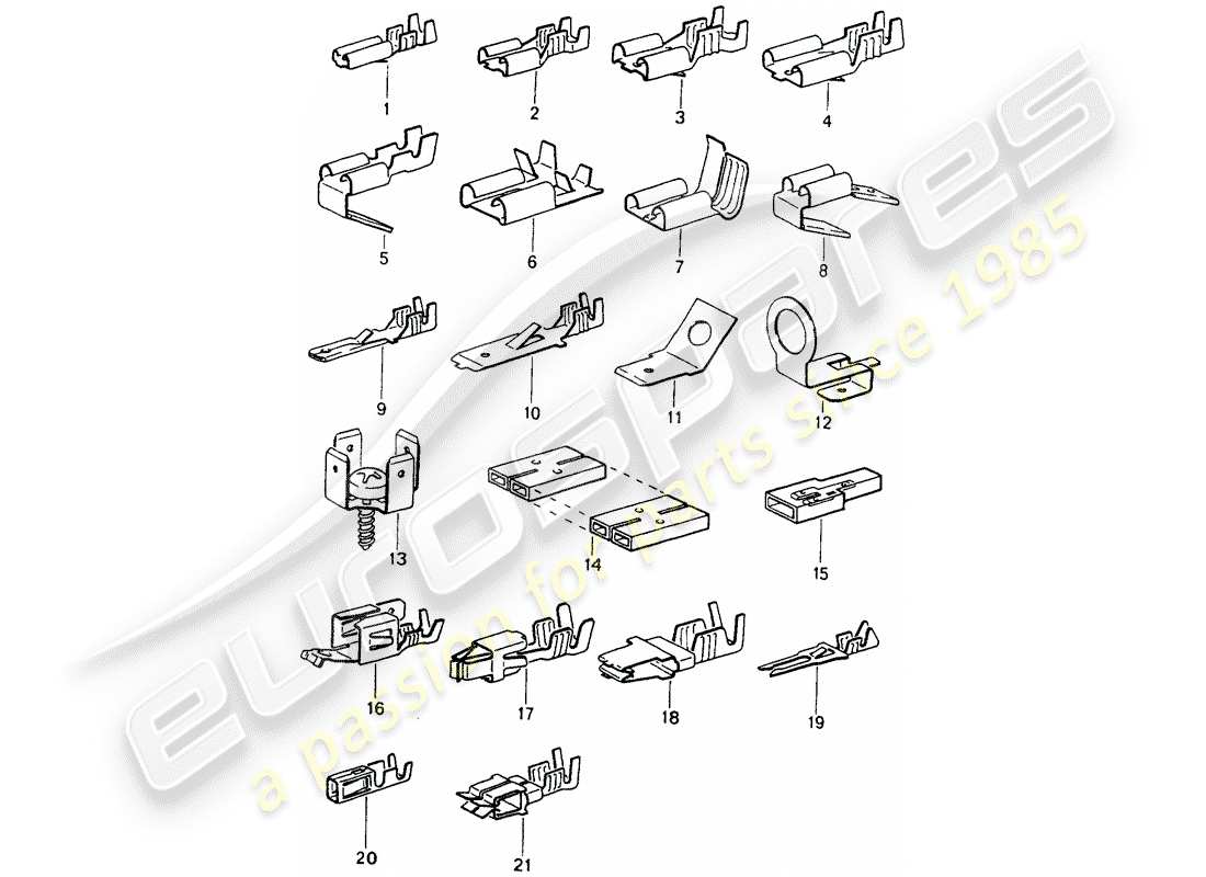 porsche 1989 (964) flachsteckverbinder - steckanschluss - ersatzteildiagramm