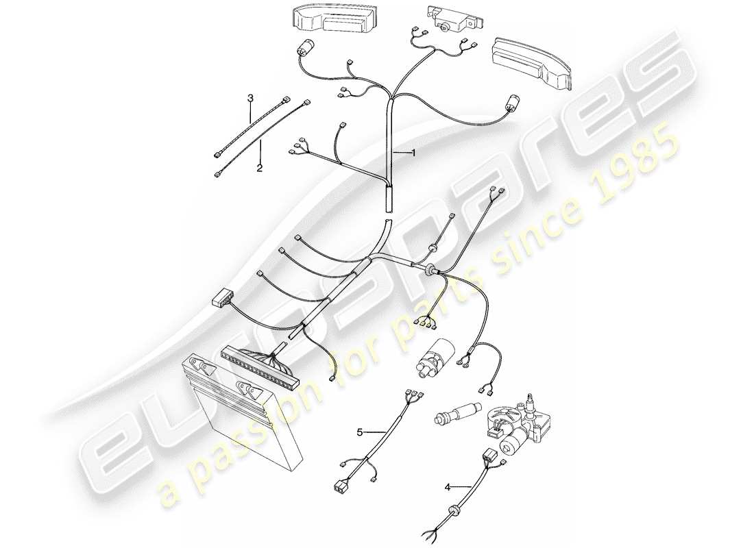 porsche 1976 (924) kabelbäume - hinteres ende ersatzteildiagramm