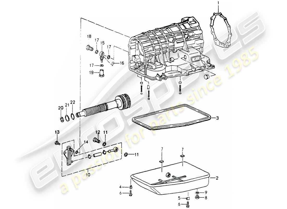 porsche 1992 (964) tiptronic - getriebegehäuse - ölwanne ersatzteildiagramm