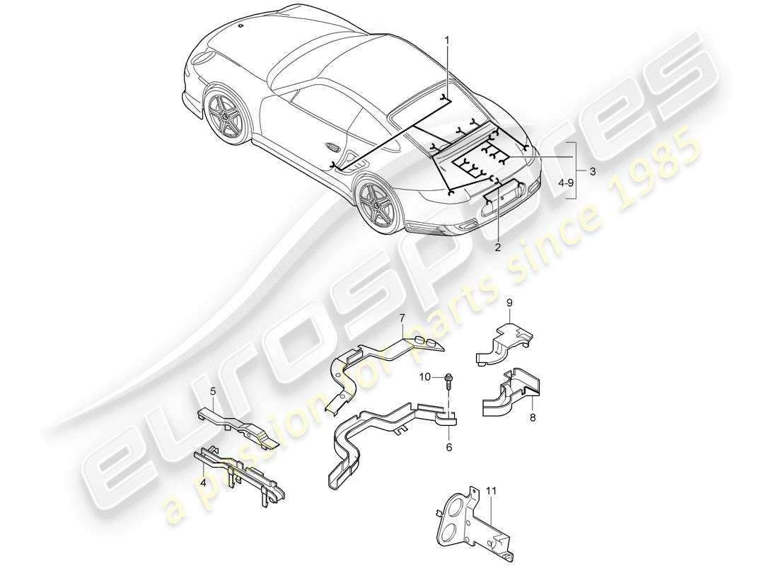 porsche 2007 (997-1 turbo / gt2) kabelbäume ersatzteildiagramm