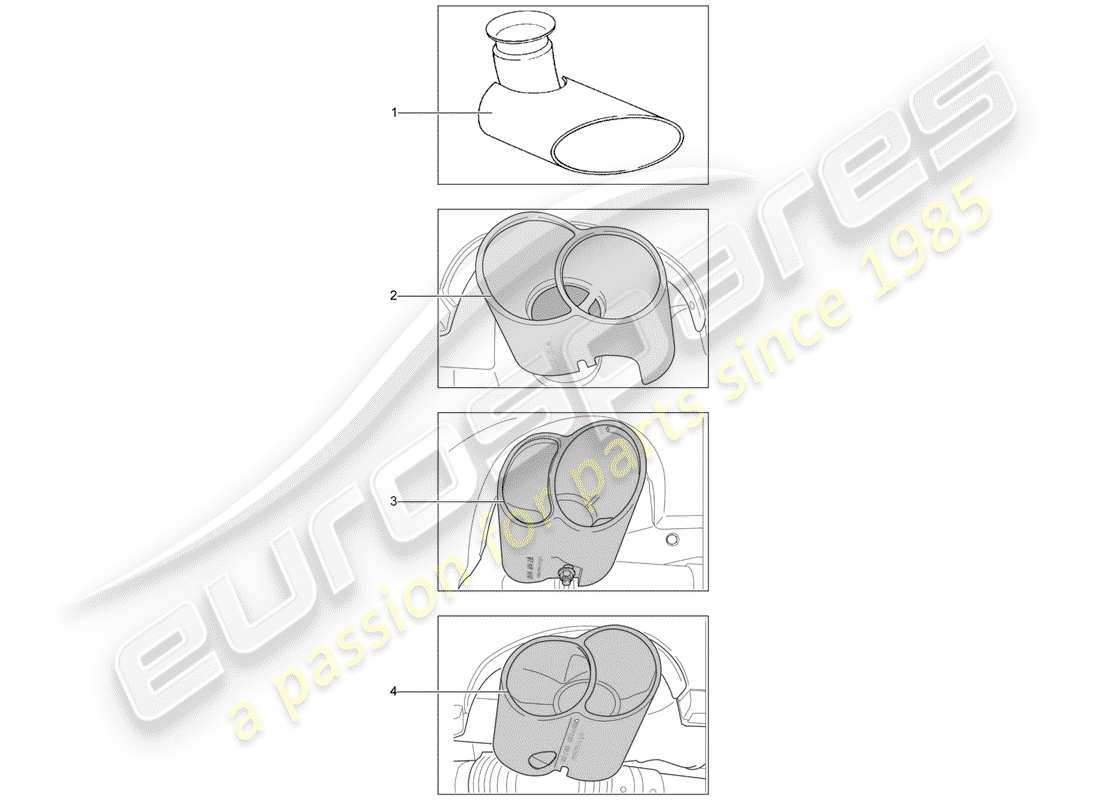porsche 2001 (tequipment) tailpipe-ersatzteildiagramm