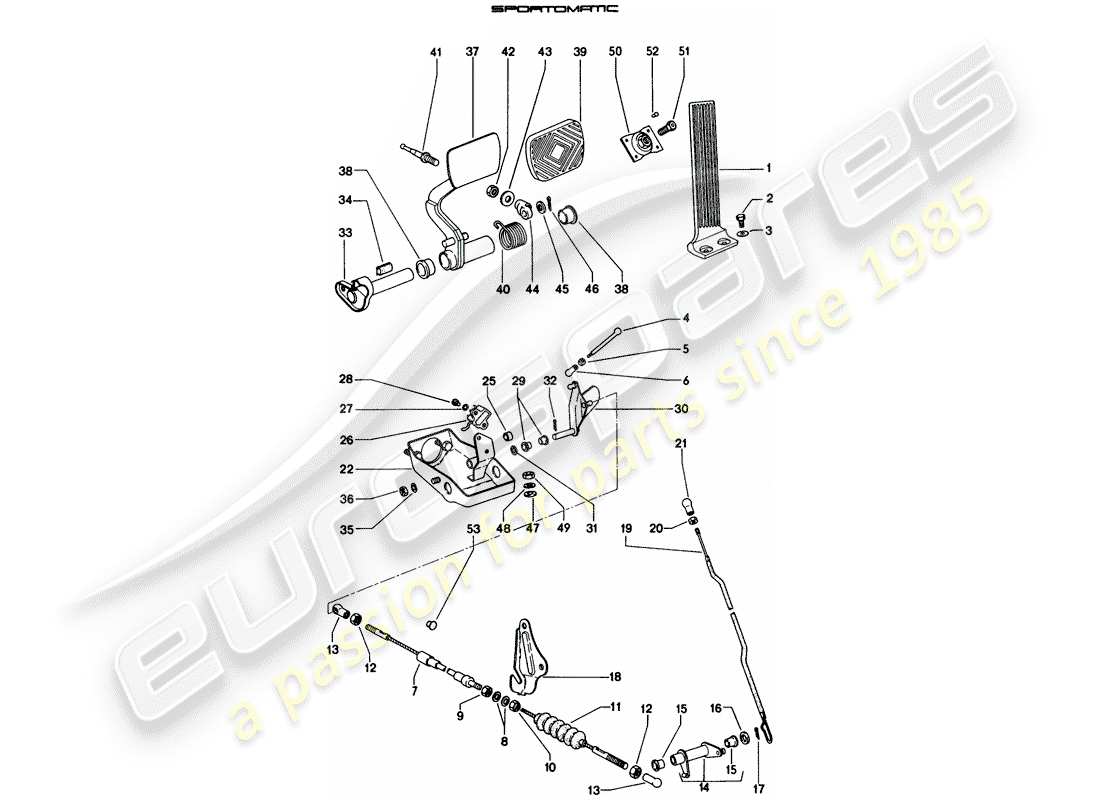 porsche 1974 (914) pedale teilediagramm