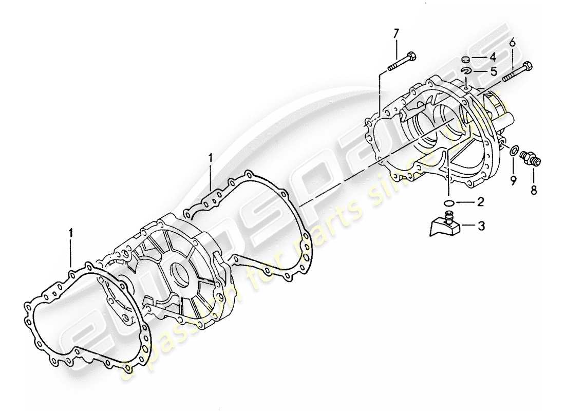porsche 1992 (968) tiptronic - getriebegehäuse ersatzteildiagramm