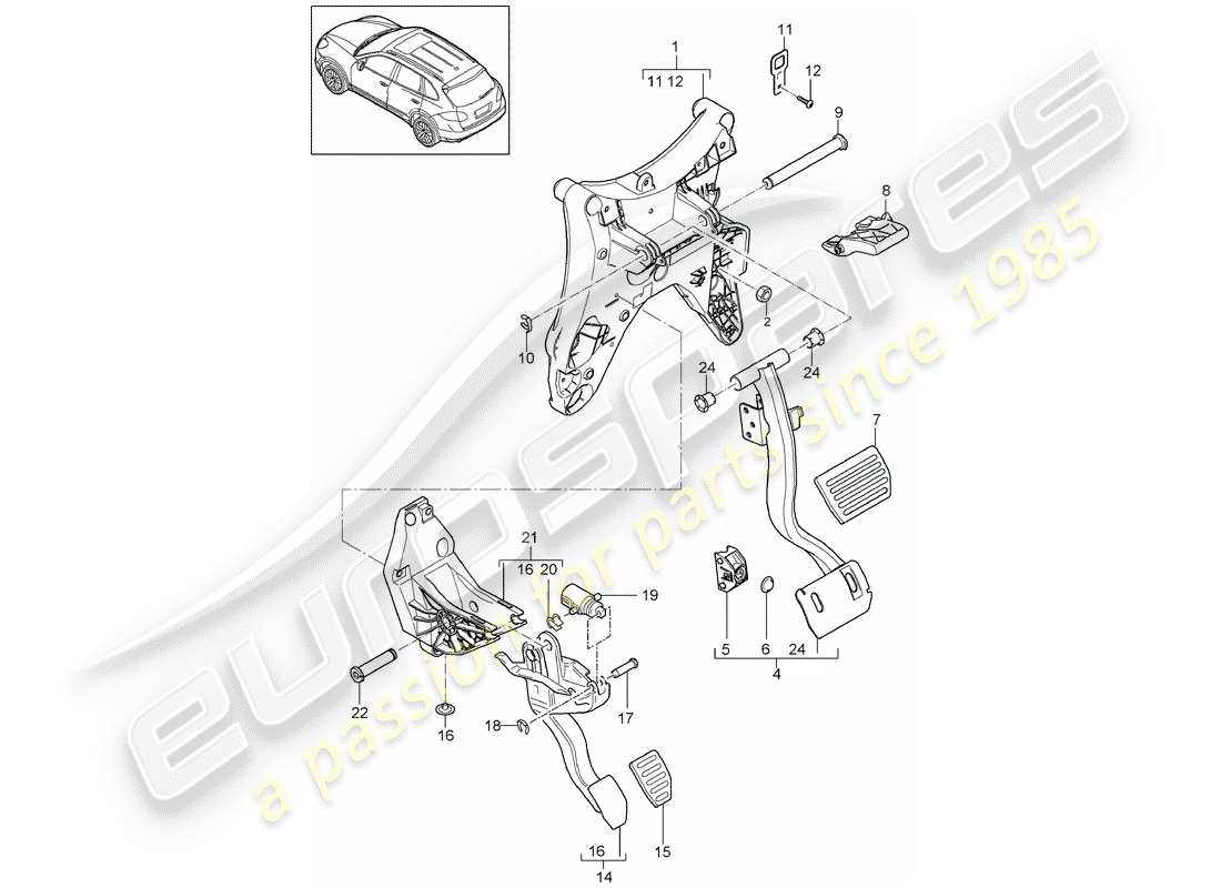 porsche 2013 (cayenne e2 92a) pedale teilediagramm