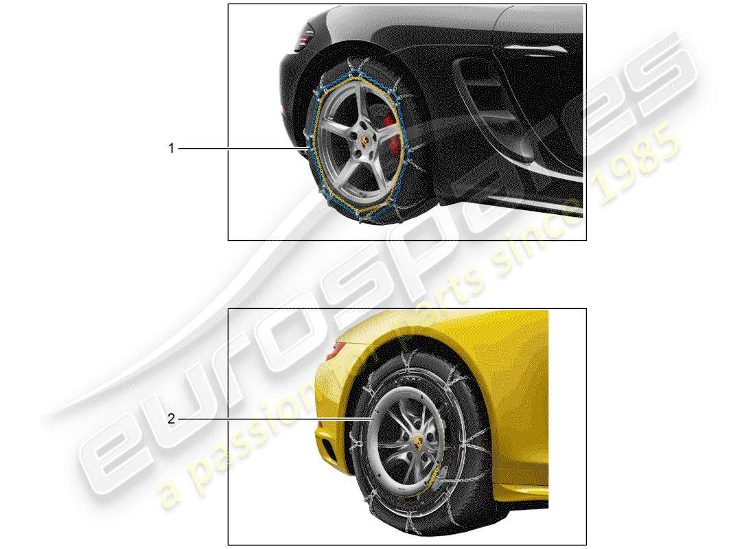 porsche 2017 (tequipment 98x/99x) schneeketten ersatzteildiagramm