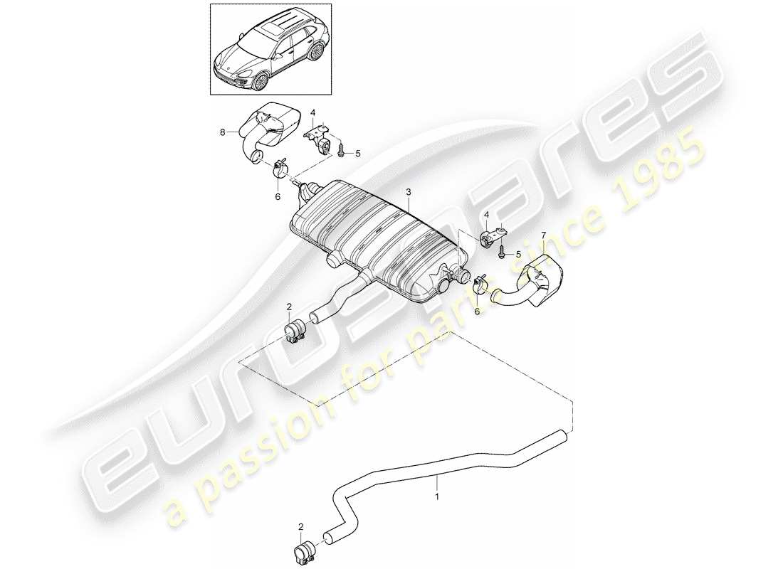 porsche 2017 (cayenne e2 92a) abgassystem teilediagramm