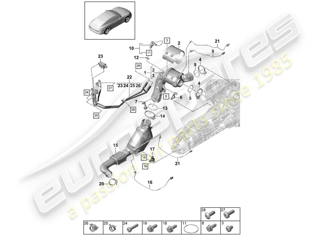 porsche 2017 (panamera 971-1) auspuffanlage teilediagramm