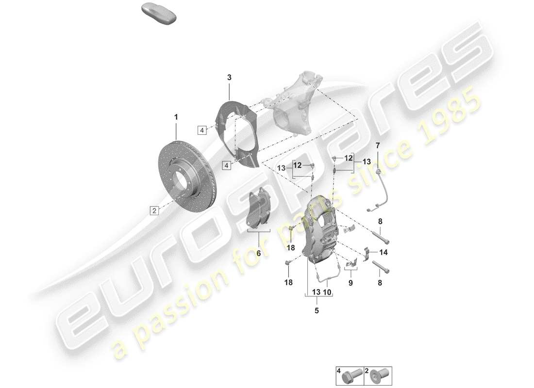 porsche 2019 (992-1) scheibenbremsen ersatzteildiagramm