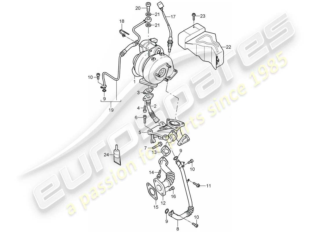 porsche 2008 (cayenne e1 9pa) abgasturbolader teilediagramm