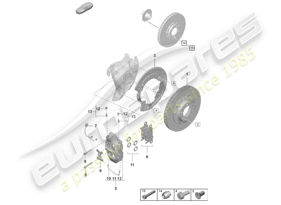porsche 2019 (992-1) scheibenbremse hinterachse rot/schwarz teilediagramm