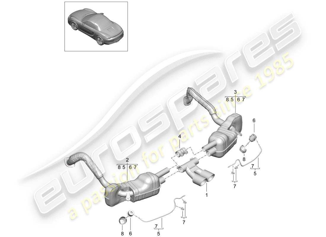 porsche 2012 (981 boxster) auspuffanlage teilediagramm